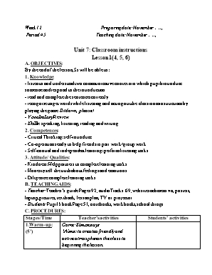 Giáo án Tiếng Anh Lớp 3 (Global success) - Tuần 12 - Năm học 2022-2023